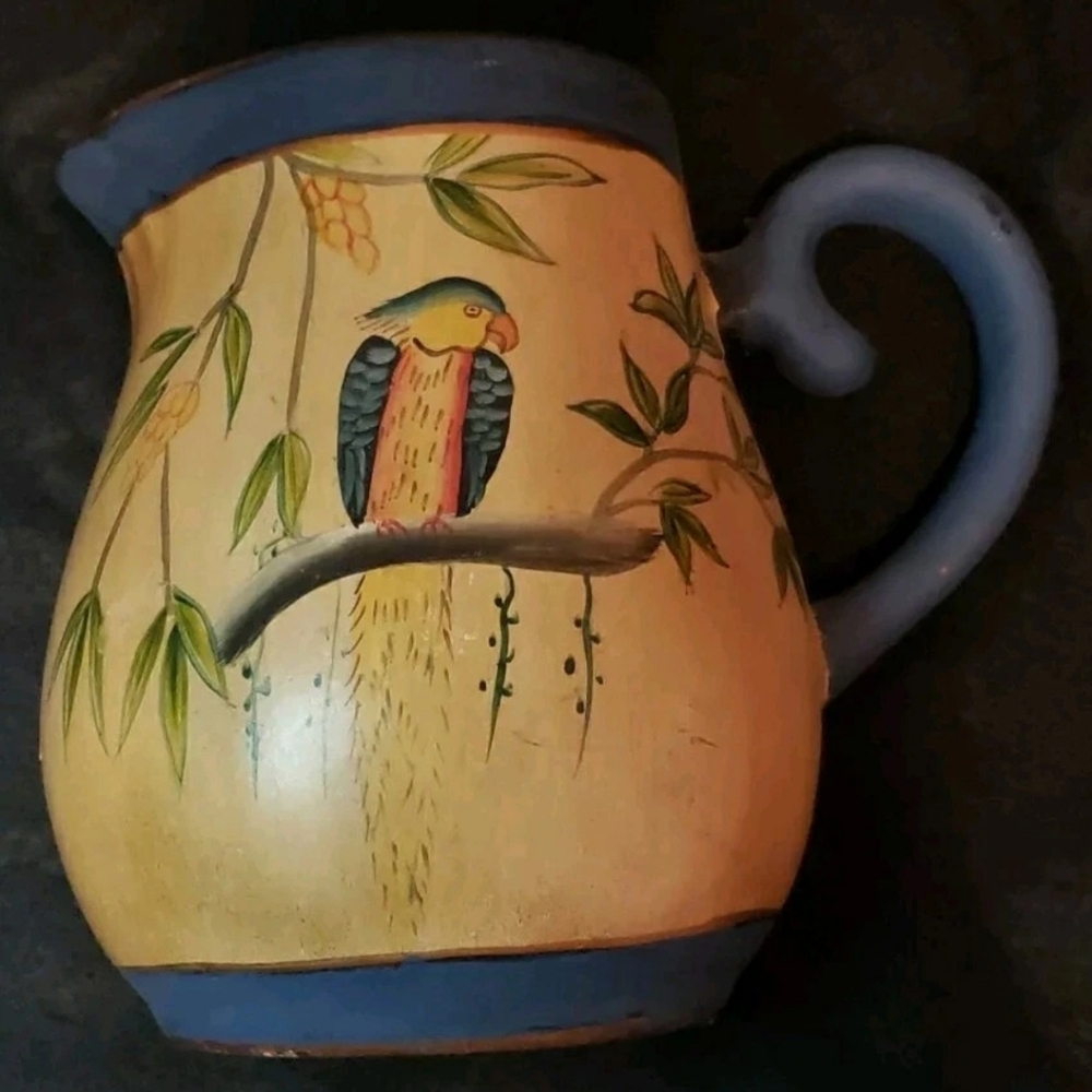 Vintage Chalkware Hand Painted Bird Pitcher Wall Pockets Set Of 2 - Picture 3 of 7